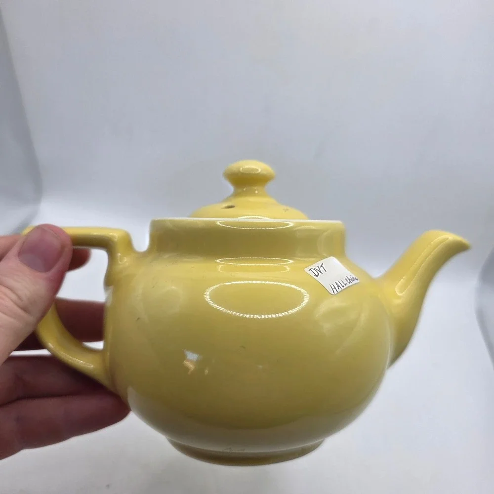 Vintage Hall China Yellow Teapot Ceramic Made in USA Mid Century Tea Pot